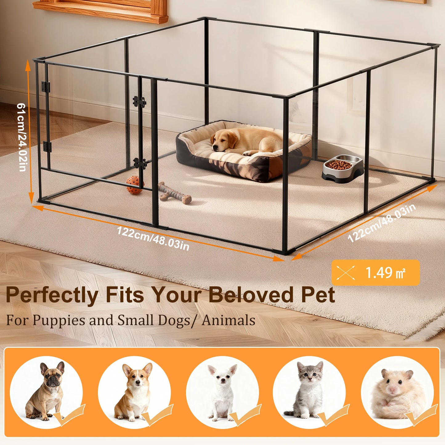 Large Acrylic Indoor Pet Playpen Enclosure Cage Fence Pet Whelping Box Full Visibility