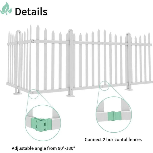 White Vinyl Scalloped Picket Fence Panels, 84 Long x 32 High, 20 Pickets for Outdoor Garden or Yard Decoration