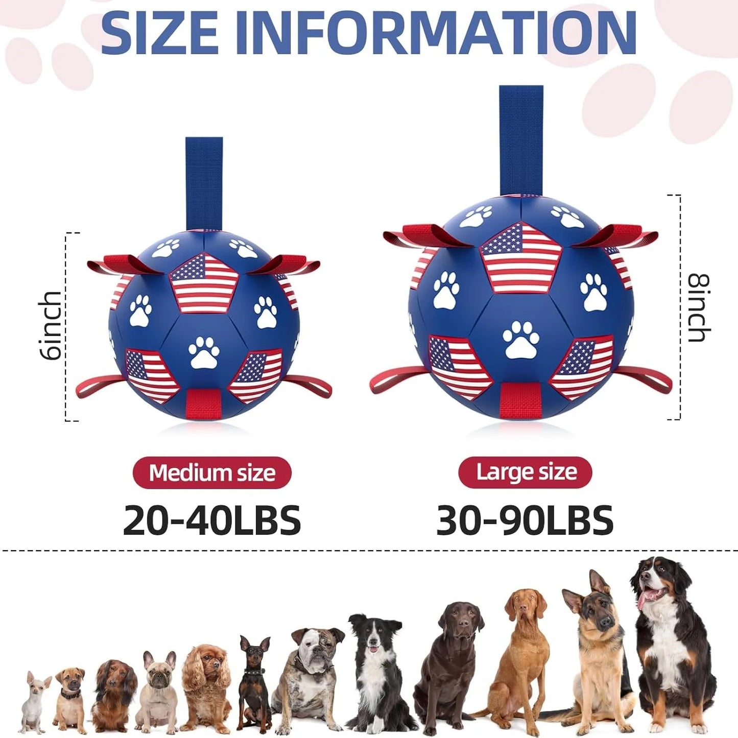Premium Interactive Dog Soccer Ball with Straps Durable Ball for Playing Together With Pet