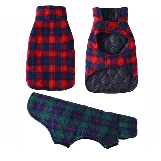 Pet Vest Coat Cotton British Plaid Style Winter Warm
