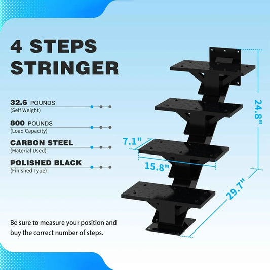Metal Stringers for Stairs: Steel Deck Stringers with Step Riser and Tread for Indoor and Outdoor Use