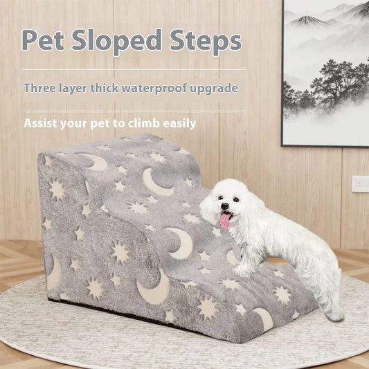 Creative Night Light Pets Steps Foam Dog Secure Stairs Ramps Non-Slip Pet Protect Older Dogs Pet with Joint Pain Sofa Bed Ladde