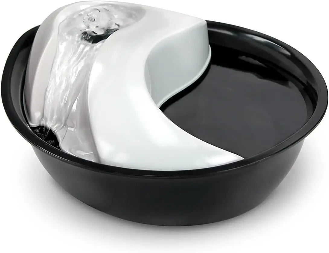 White Ceramic Pet Water Fountain with Raindrop Design, 60 oz Capacity for Fresh Circulating Drinking Water