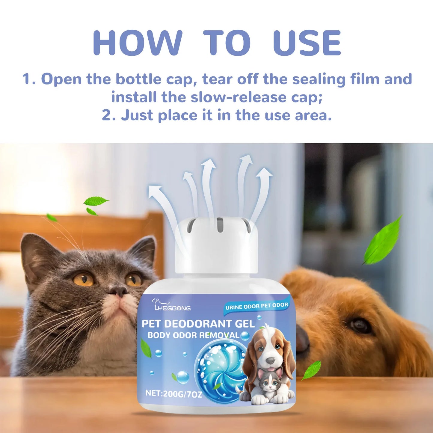 200g Pet Deodorant Gel Air Freshener Long-Lasting Natural Plant Fragrance Clean Cat Dog Body Odor Urine Odor Eliminator