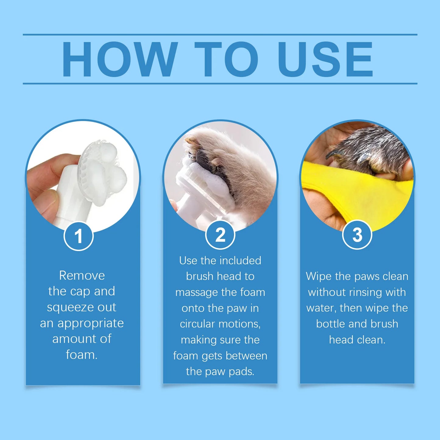 100ml Natural Pet Paw Foam Cleaner Rich Bubble Remove Dirt Promote Health Lasting Fragrance No-rinse Paw Wash for Dogs & Cats
