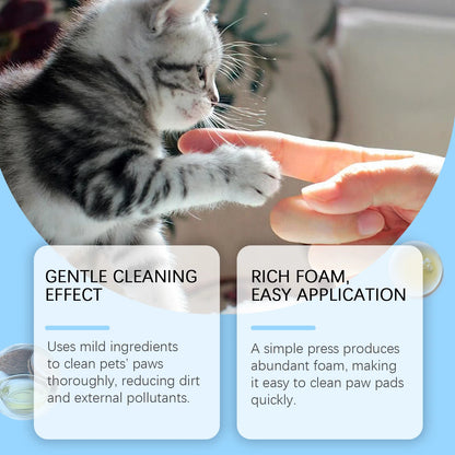 100ml Natural Pet Paw Foam Cleaner Rich Bubble Remove Dirt Promote Health Lasting Fragrance No-rinse Paw Wash for Dogs & Cats