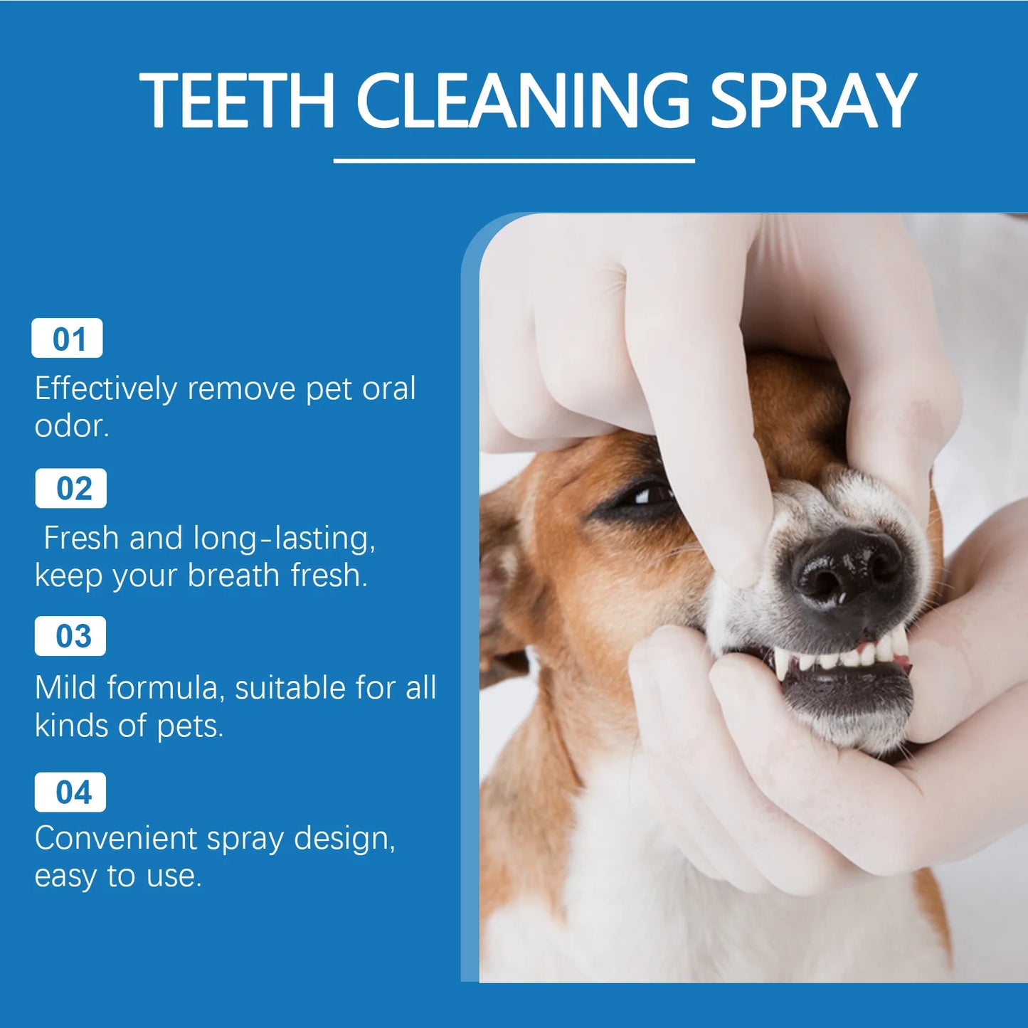 Pet Teeth Cleaning Spray Remove Teeth Stains Non-irritating Eliminate Bad Breath Prevent Tartar Pet Dental Care Spray