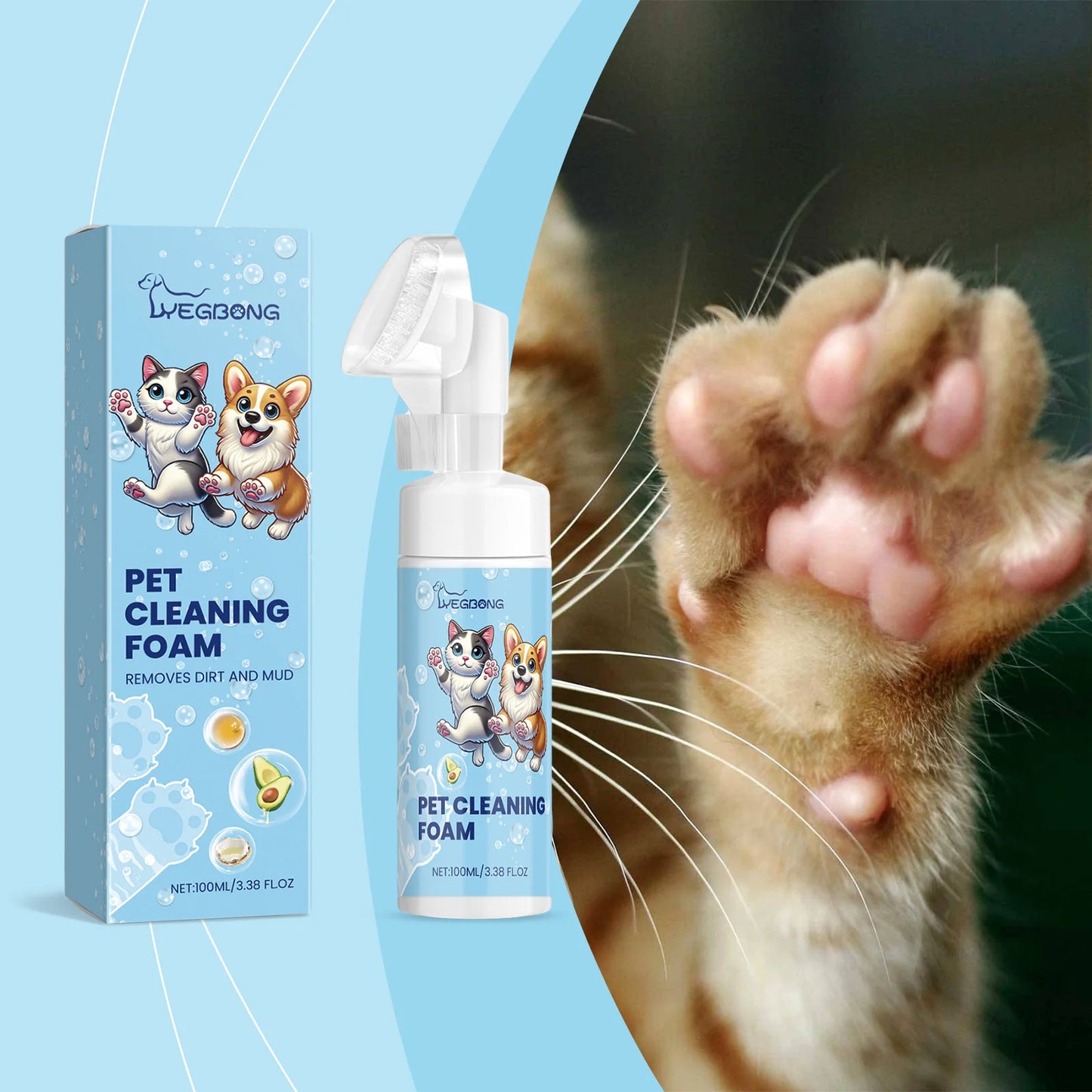 100ml Natural Pet Paw Foam Cleaner Rich Bubble Remove Dirt Promote Health Lasting Fragrance No-rinse Paw Wash for Dogs & Cats