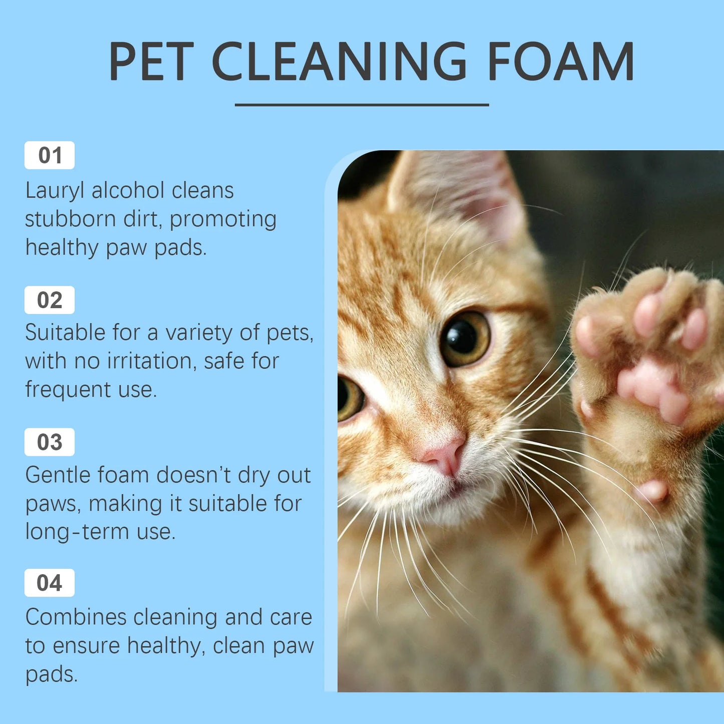 100ml Natural Pet Paw Foam Cleaner Rich Bubble Remove Dirt Promote Health Lasting Fragrance No-rinse Paw Wash for Dogs & Cats
