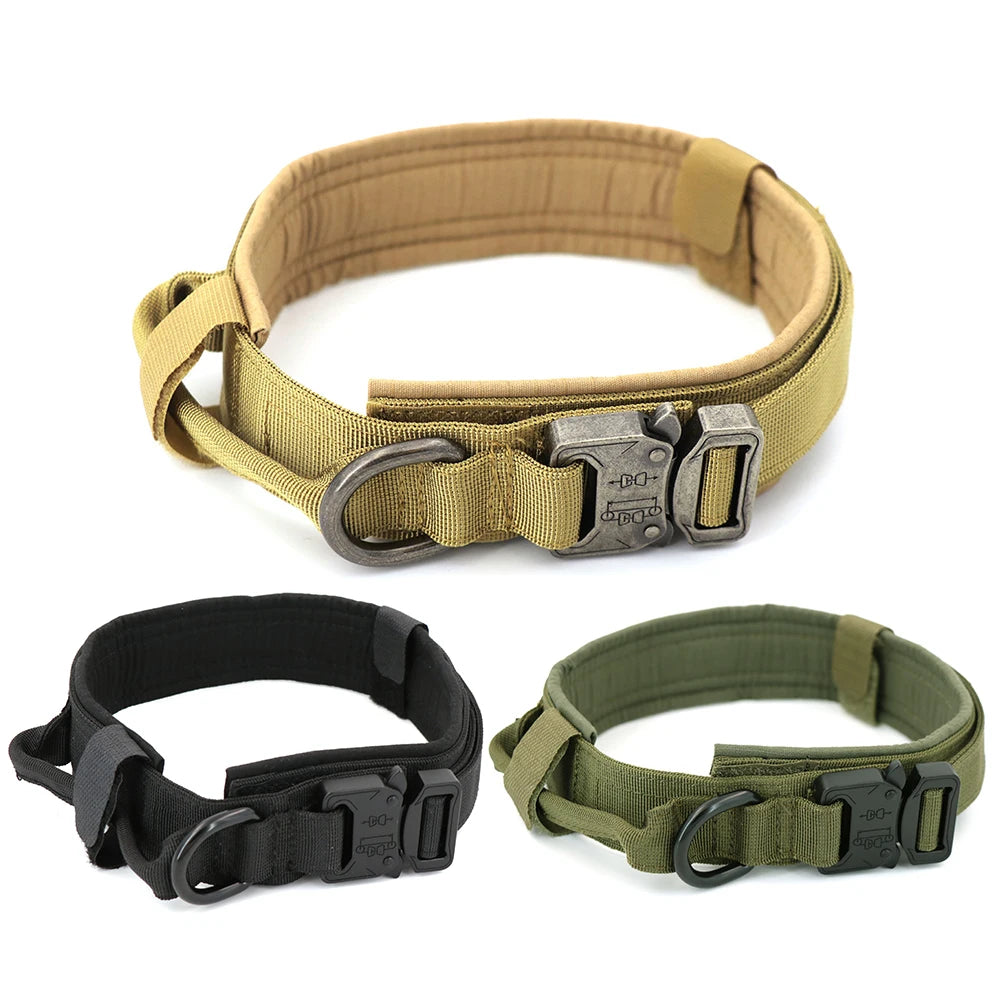 Dog Training Collar Adjustable Tactical Dog Collar and Leash Set Control Handle Pet Lead Collar for Medium and Large Dogs