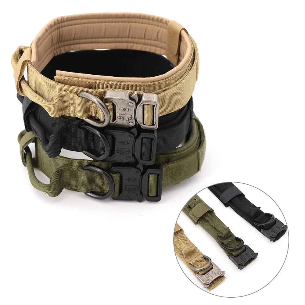Dog Training Collar Adjustable Tactical Dog Collar and Leash Set Control Handle Pet Lead Collar for Medium and Large Dogs