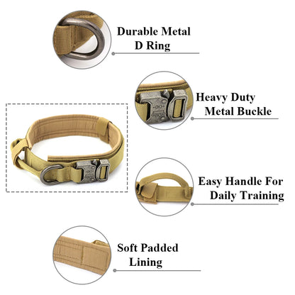 Dog Training Collar Adjustable Tactical Dog Collar and Leash Set Control Handle Pet Lead Collar for Medium and Large Dogs