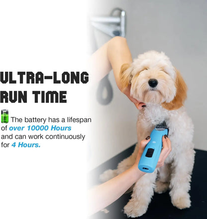 Professional Cordless Pet Clippers for Thick Matted Coats. 2-Speeds and Low Noise.