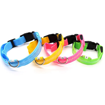 Luminous LED Illuminated collar lights up, flashes, and glows. Collar is comfortable, lightweight, skin-friendly, and stylish. The glowing, flashing, or luminous light makes your pet visible at night or in bad weather conditi