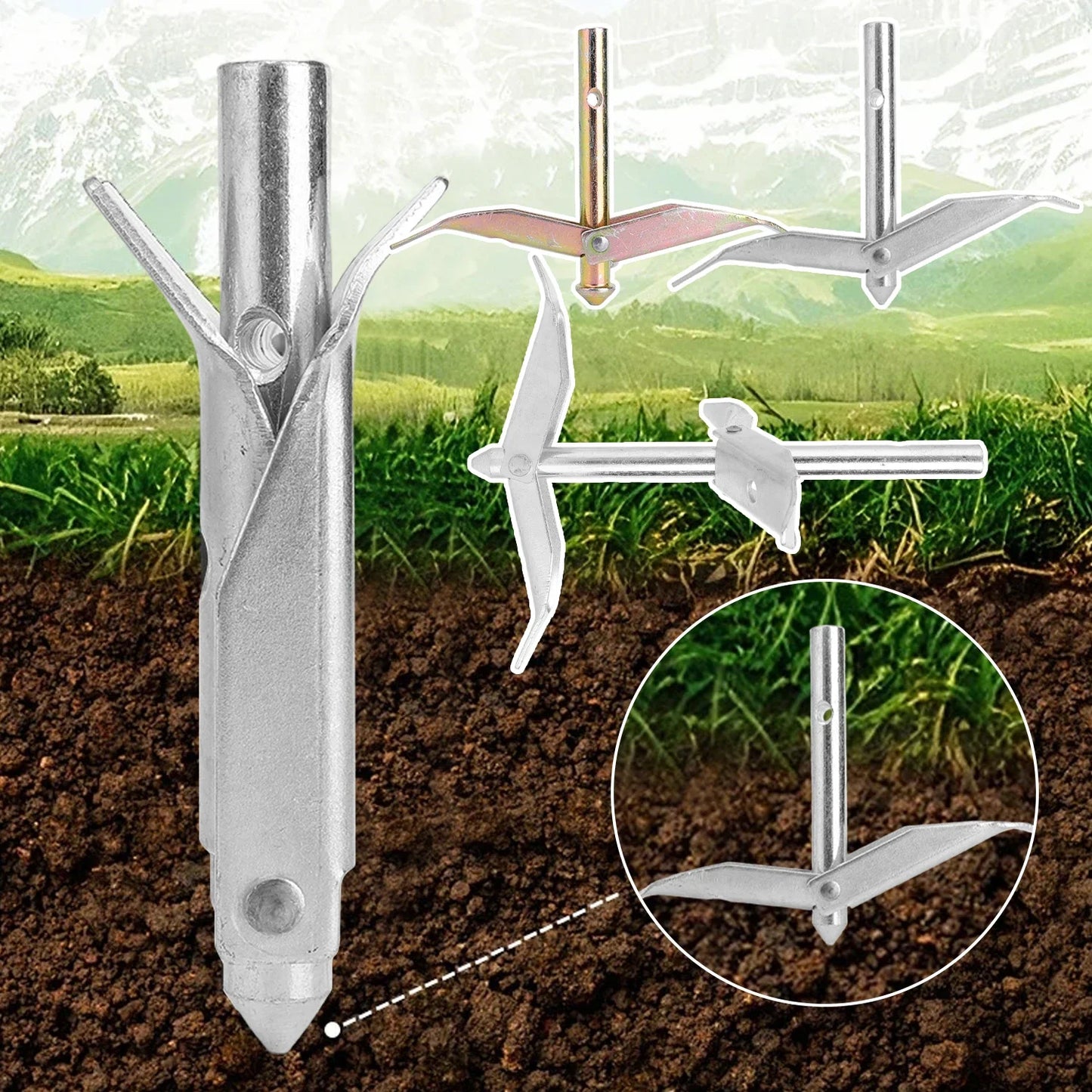 Semi-Permanent Ground Anchor. Heavy Duty Anti Rust Steel. Provides Strong Windproof Anchor/Stake for Fixed Outdoor Structures.