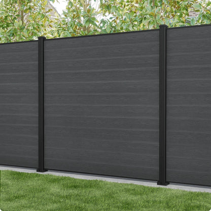 Wood/Plastic Composite Outdoor Fence Panel with Aluminum Post and Slat Wall Surface.