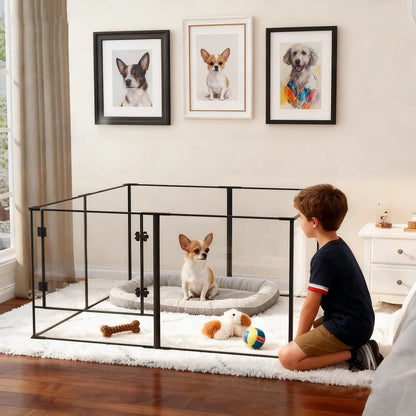 Large Acrylic Indoor Pet Playpen Enclosure Cage Fence Pet Whelping Box Full Visibility