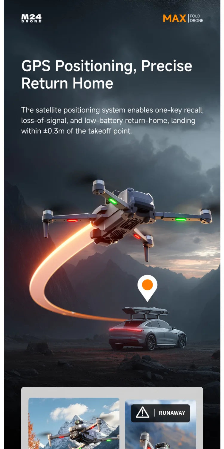 M24 8K GPS Drone with Large Touchscreen-5G Transmission Smart Obstacle Avoidance Auto Return Home Night Flight Tracking Lost Pats