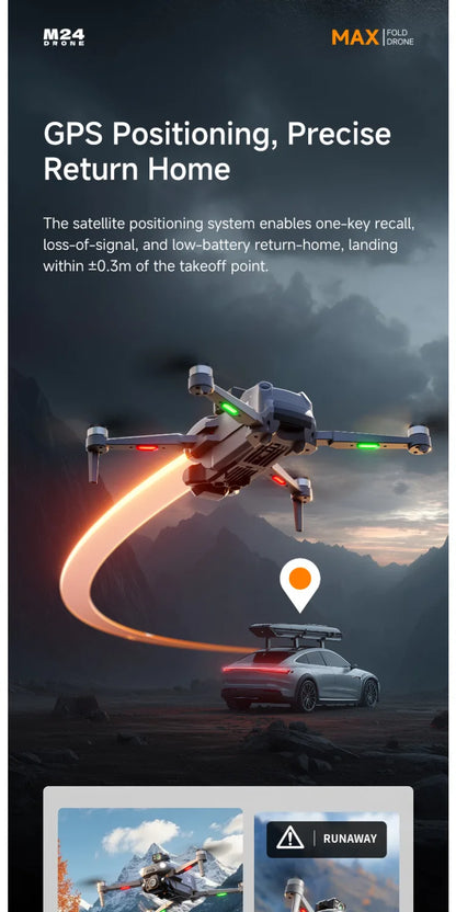 M24 8K GPS Drone with Large Touchscreen-5G Transmission Smart Obstacle Avoidance Auto Return Home Night Flight Tracking Lost Pats