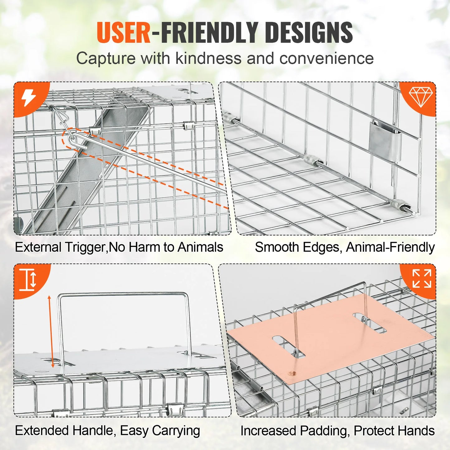 Live Humane Animal Cage Trap Stray Control Rescue Folding with Handle