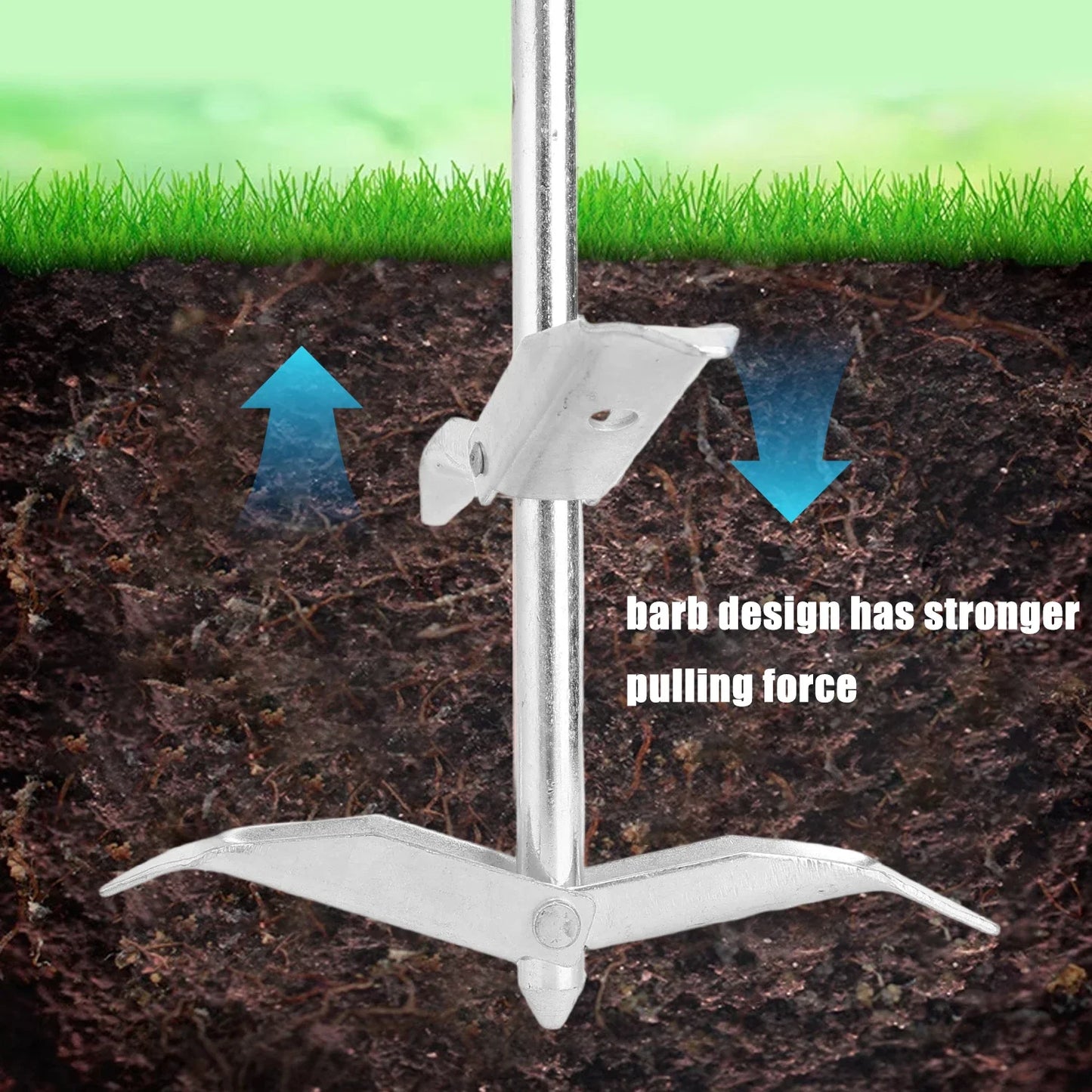 Semi-Permanent Ground Anchor. Heavy Duty Anti Rust Steel. Provides Strong Windproof Anchor/Stake for Fixed Outdoor Structures.