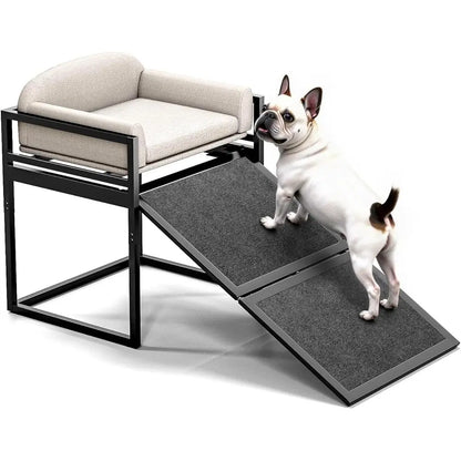 Anti-Slip Dog Stairs for High Beds, Wide Seat Chairs for Small Puppies, Metal Steps for Easy Bed Access, Window Couch for Dogs,