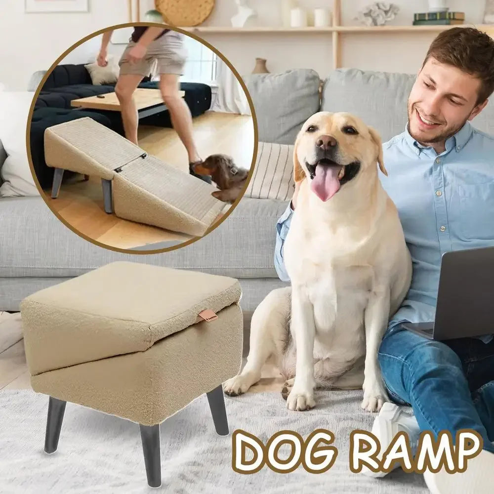 Dog Ramp For Bed Foldable Footrest Stool For Small Breed Animal Multi-functional Non-Slip Safety Ramp