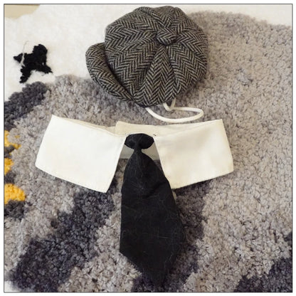 Pet Clothes Funny Handsome Gentleman's Beret Hat and Tie