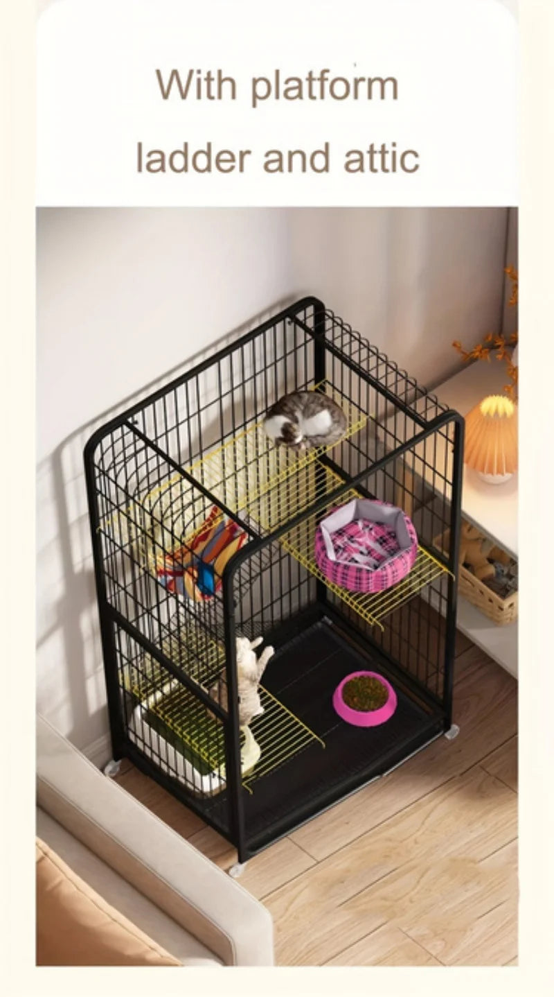 Black Square Tube Dog Cage Extra Large Free Space Pet Cat House Indoor Cat Houses For Small And Medium-Sized Cat Households