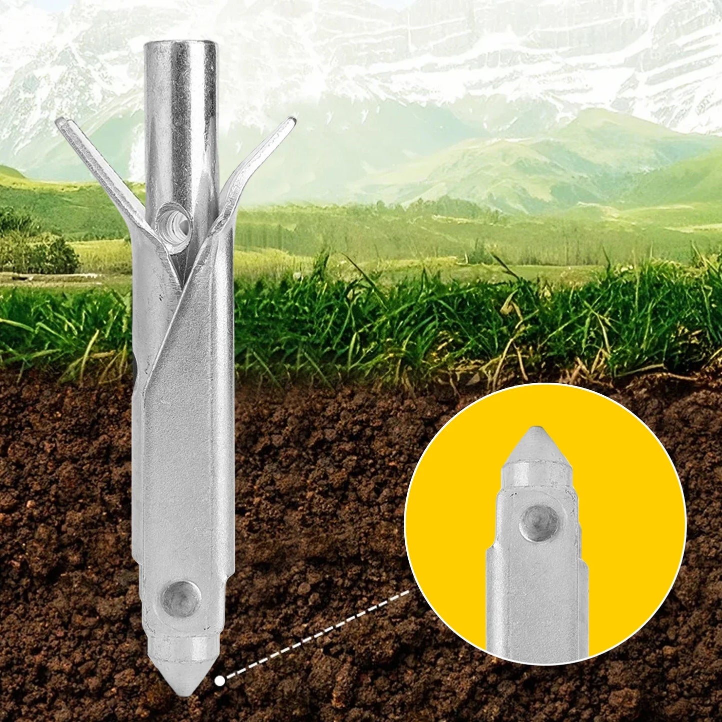Semi-Permanent Ground Anchor. Heavy Duty Anti Rust Steel. Provides Strong Windproof Anchor/Stake for Fixed Outdoor Structures.