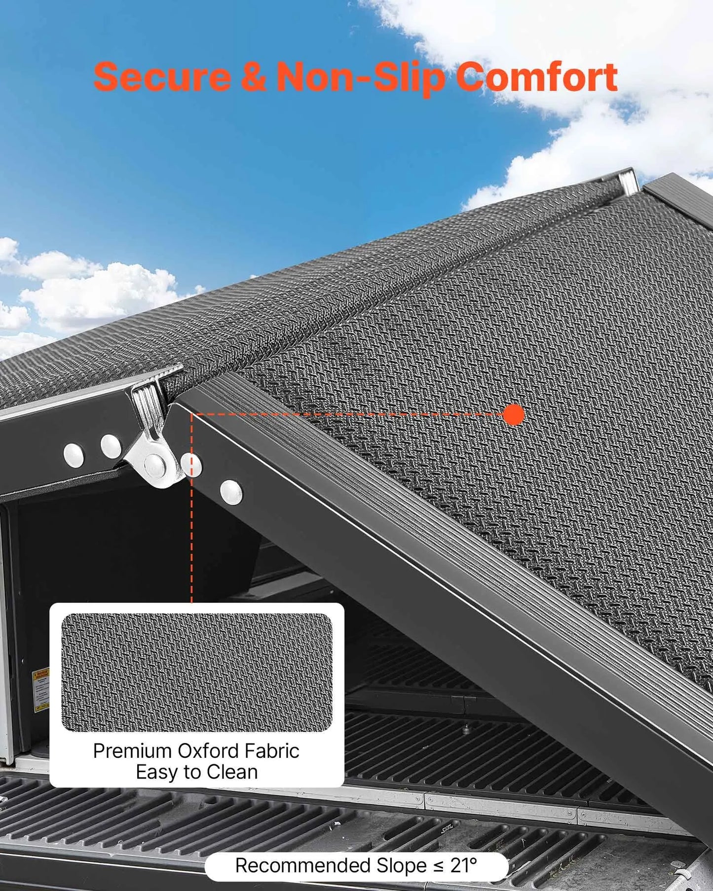 Dog Ramp For Cars, 71" L X 17" W, Folding Pet Ramps For Medium & Large Dogs Up To 250lbs, Pet Stair Ramp With Non-Slip Oxford