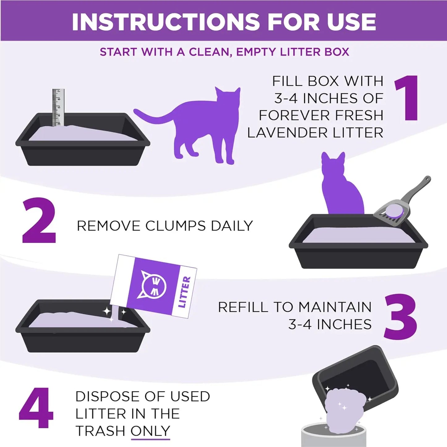 Lavender Scented Clumping Cat Litter for Multi-Cat Homes, Odor Control with Essential Oils, 18lb Bag