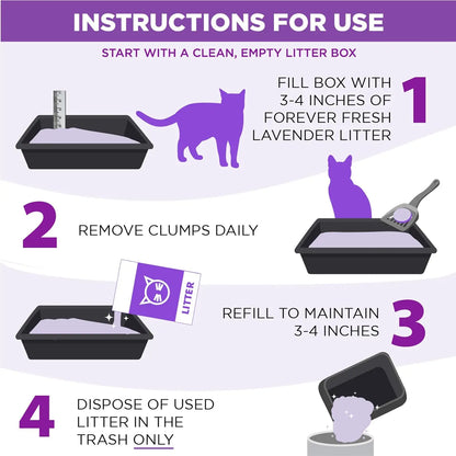 Lavender Scented Clumping Cat Litter for Multi-Cat Homes, Odor Control with Essential Oils, 18lb Bag