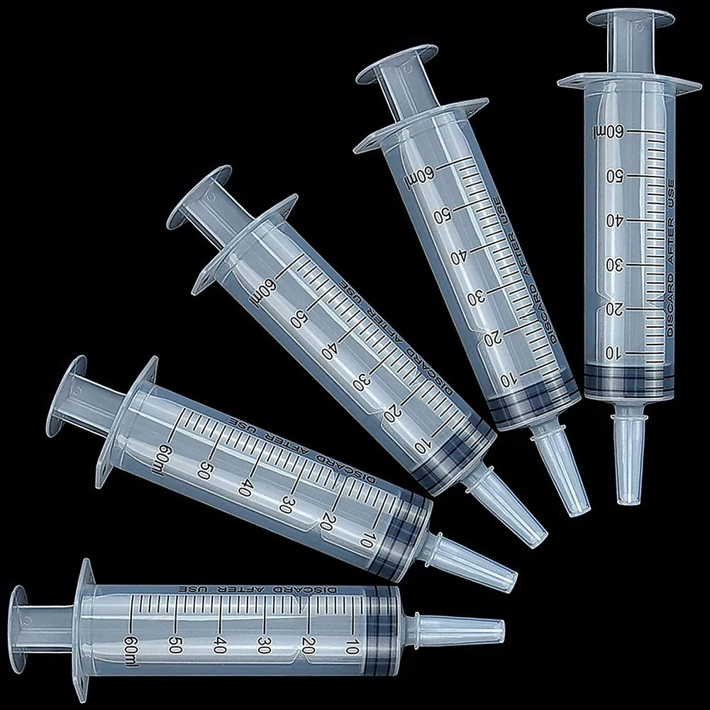 60/100ml Measuring Syringe Reusable Plastic Nutrient Filling Syringe Without Needle Syringe Glue Pet Feeding Needle Kitchen Tool