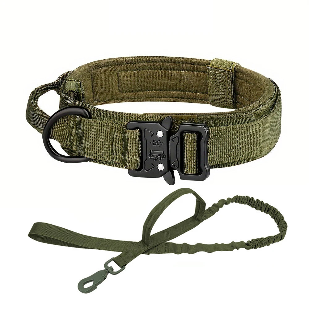 Dog Training Collar Adjustable Tactical Dog Collar and Leash Set Control Handle Pet Lead Collar for Medium and Large Dogs