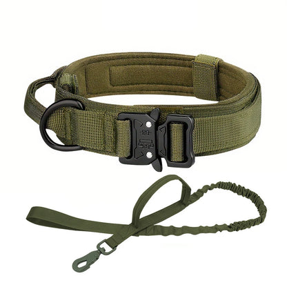 Dog Training Collar Adjustable Tactical Dog Collar and Leash Set Control Handle Pet Lead Collar for Medium and Large Dogs