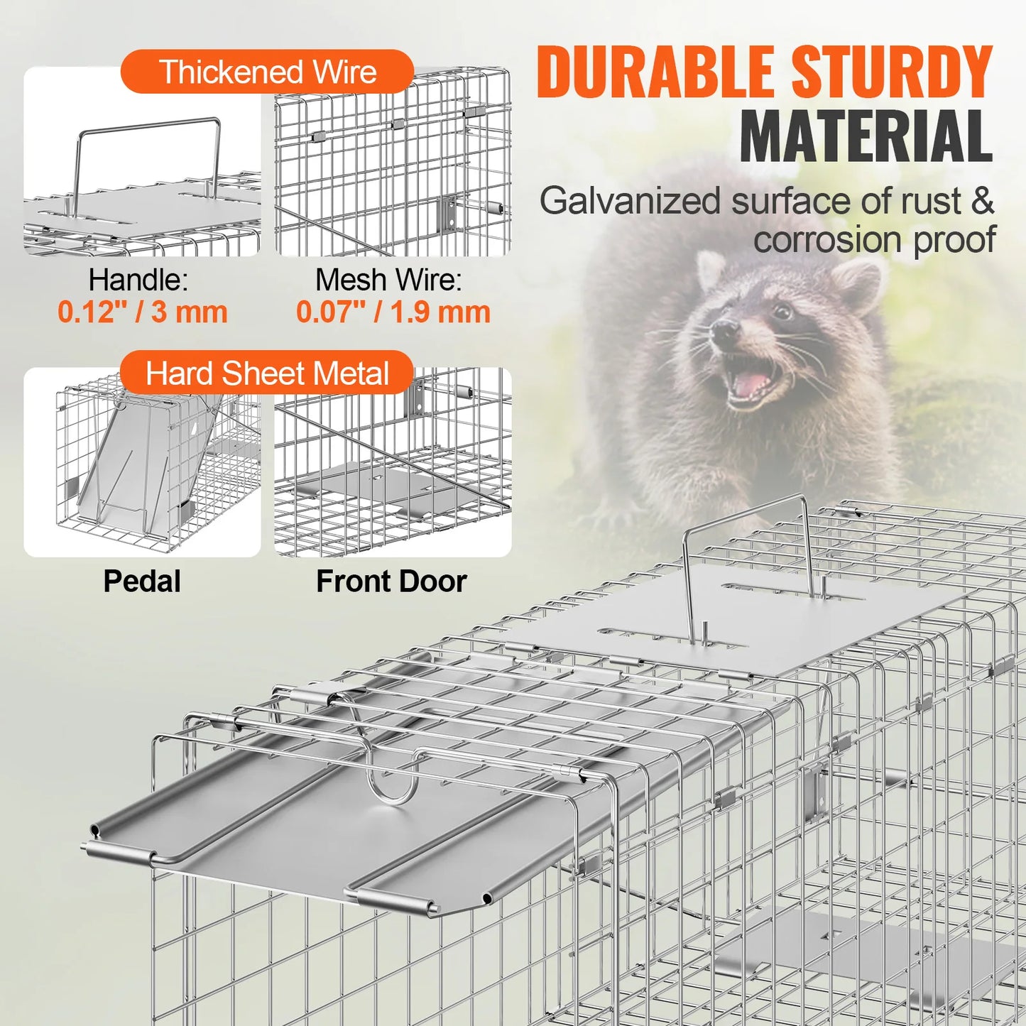Live Humane Animal Cage Trap Stray Control Rescue Folding with Handle