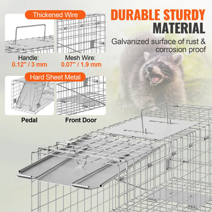 Live Humane Animal Cage Trap Stray Control Rescue Folding with Handle