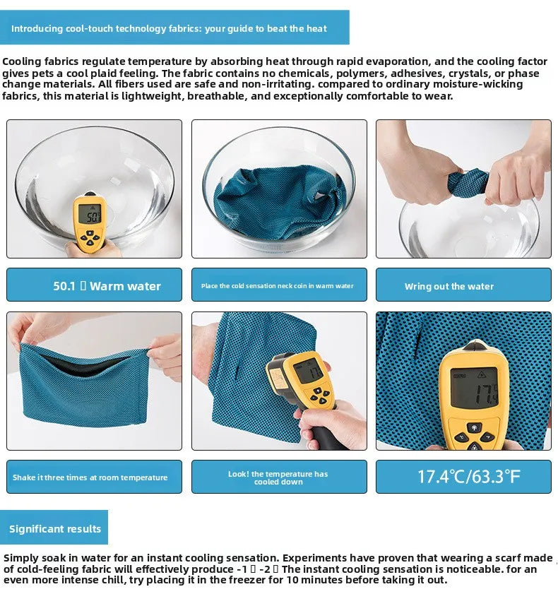 Summer Cooling Neck Triangular Scarf for small medium large for Pets