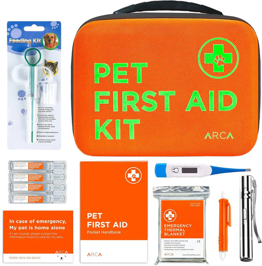 Pet First Aid Kit with Reflective Zipper, Thermometer & Tick Remover - 100 Pieces for Cats and Dogs