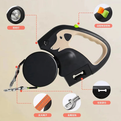 3m Retractable Dog Leash For Small Dogs Reflective Dual Pet Leash Lead 360 Swivel No Tangle Double Dog Walking Leash With Lights