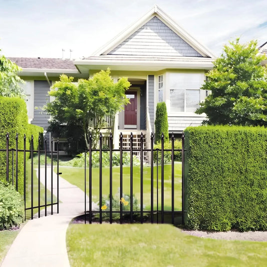 36 inch H x 28 inch W 5 Panels (4 Panels + 1 Gate) Total Length 11.6 ft. No Dig Metal Garden Fence.