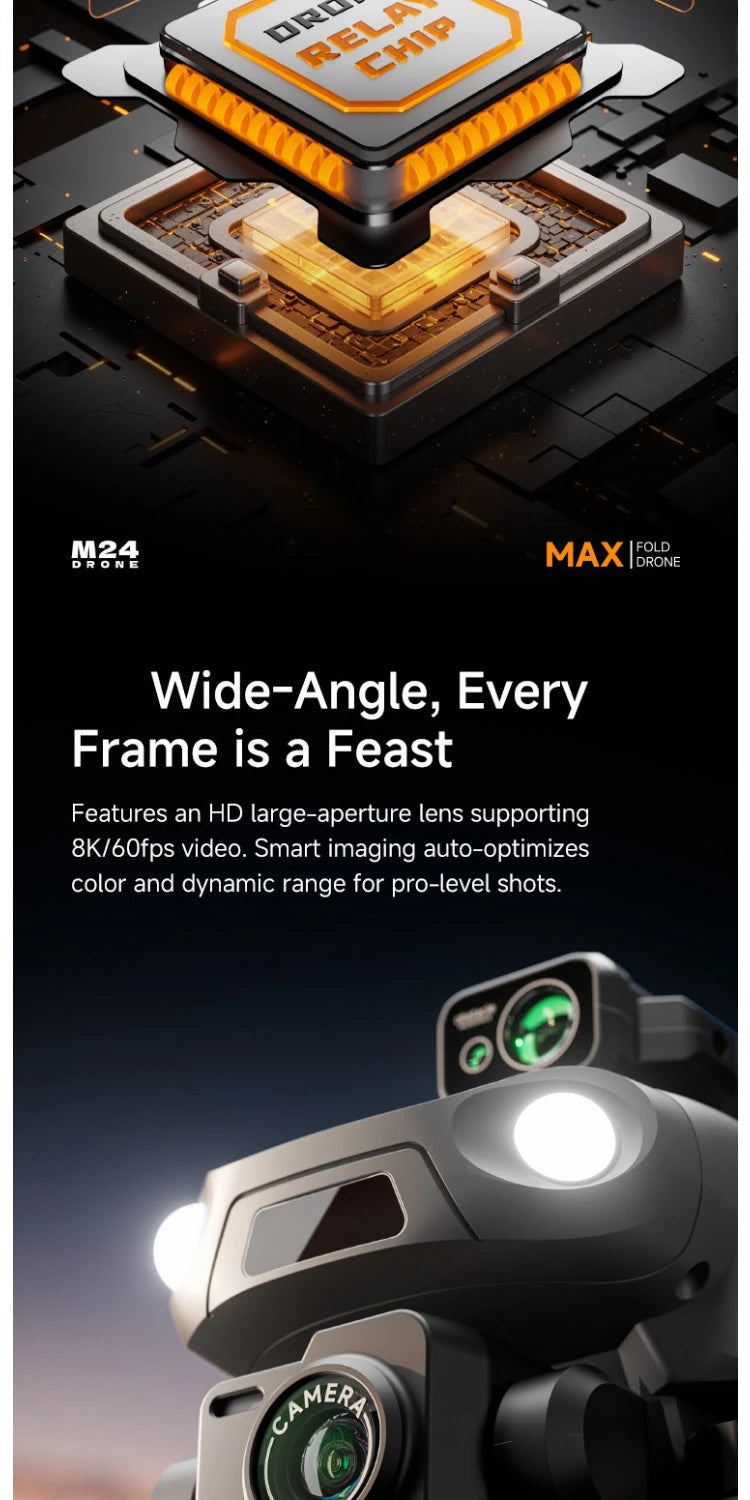 M24 8K GPS Drone with Large Touchscreen-5G Transmission Smart Obstacle Avoidance Auto Return Home Night Flight Tracking Lost Pats