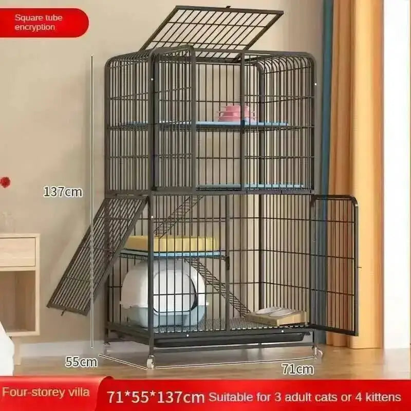 Large Activity Modern Iron Square Tube Mesh Cat Cat Cages Creative Pet Villa Luxury Cat Free House Space House Pet Supplies