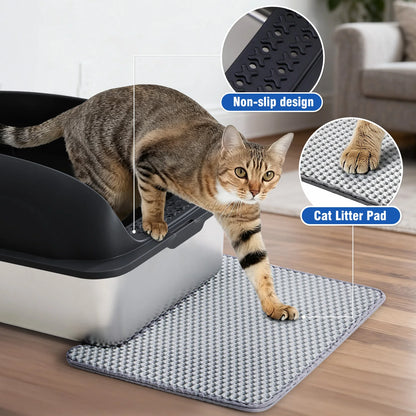 24 Inch Stainless Steel Litter Box with Lid Large Cat Litter Box for Big Cats Anti-Urine Leakage Scoop and Mat Included