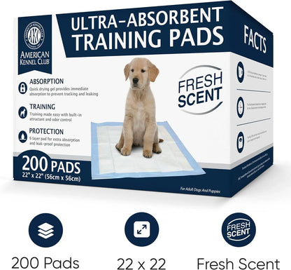 Ultra Absorbent Leak-Proof Quick Dry Scented Dog Training Pads, 22x22 Inches, Fresh Scent, 200 Count