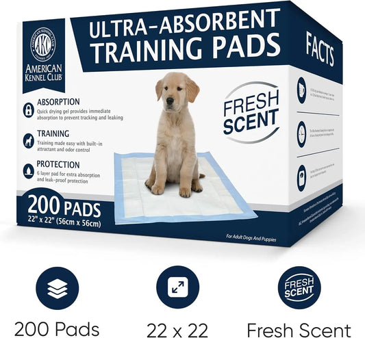 Ultra Absorbent Leak-Proof Quick Dry Scented Dog Training Pads, 22x22 Inches, Fresh Scent, 200 Count