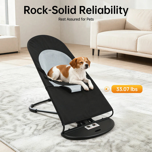 Pet Rocker Bed Foldable Chair Adjustable Height Breathable Stainless Steel Bracket