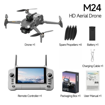 M24 8K GPS Drone with Large Touchscreen-5G Transmission Smart Obstacle Avoidance Auto Return Home Night Flight Tracking Lost Pats