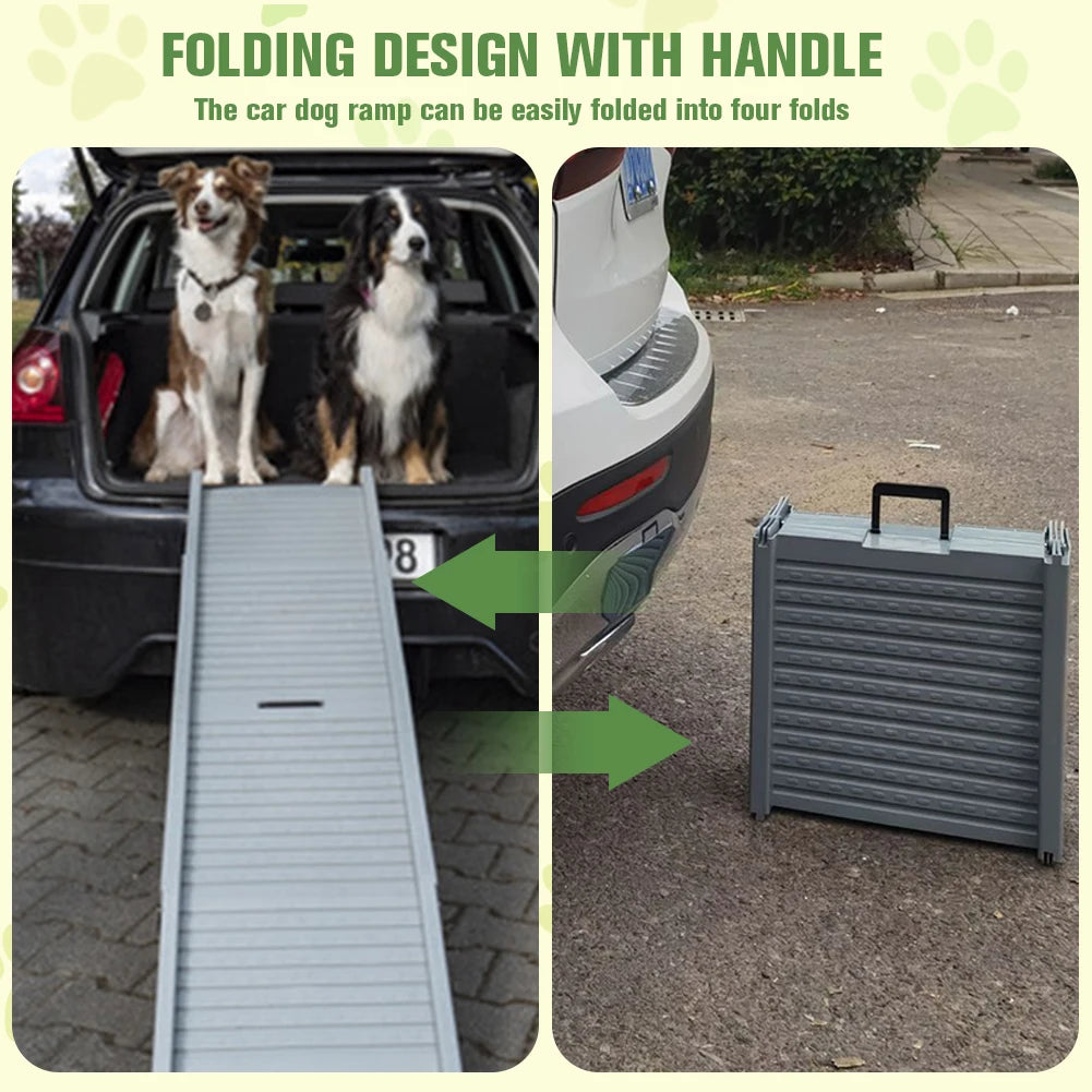 Folding Portable Pet Stair Ramp Non-Slip Rug Surface Dog SUV & Truck Ramp Pet Ramp Stairs for Medium & Large Dogs Get Into A Car